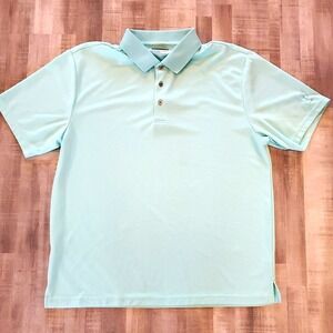 PGA Tour Mens Airflux Short Sleeve Golf Polo XL Teal lite Blue Performance Shirt